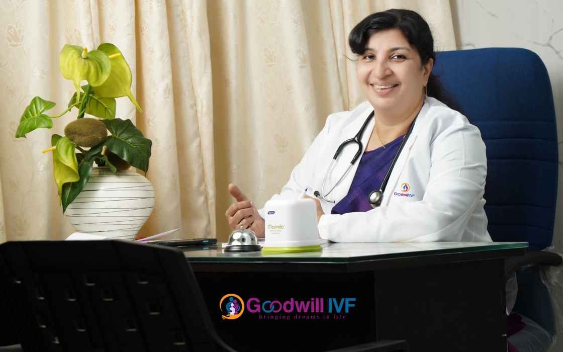 Dr. Mumtaz P M Rehman at her desk at Goodwill IVF, Kottakkal